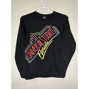 Universal Studios Florida Sweatshirt Adult L Black Neon Pullover Long Sleeve